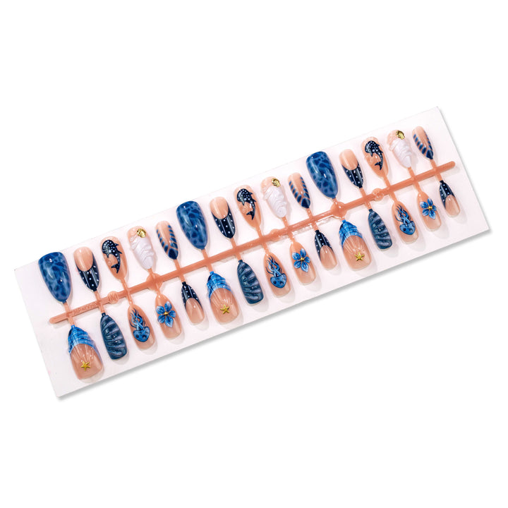 Decorative Ocean-Inspired Press-On Nails