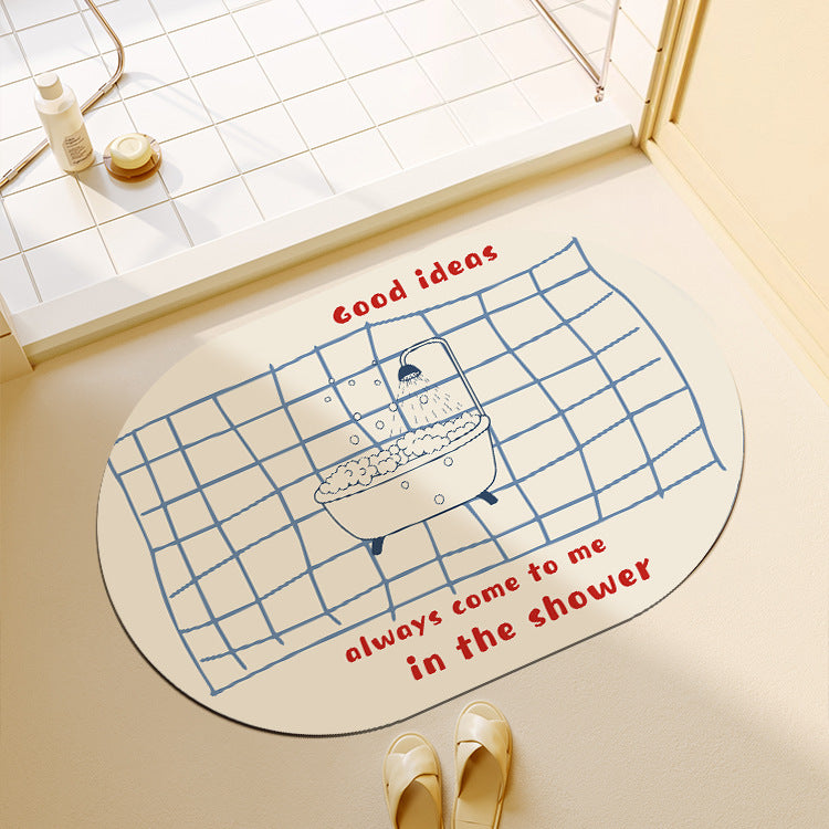 Playful Bath Mat with Showerhead Design