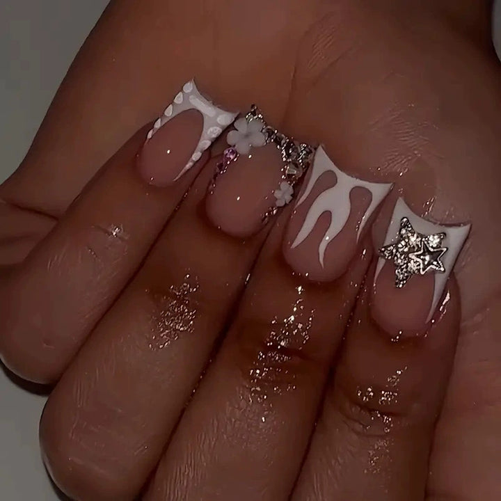 Glamorous Floral-Embellished Nail Art Extensions Kalsten