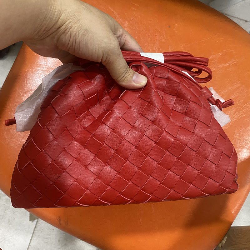 Elegant Woven Leather Bucket Bag Kalsten