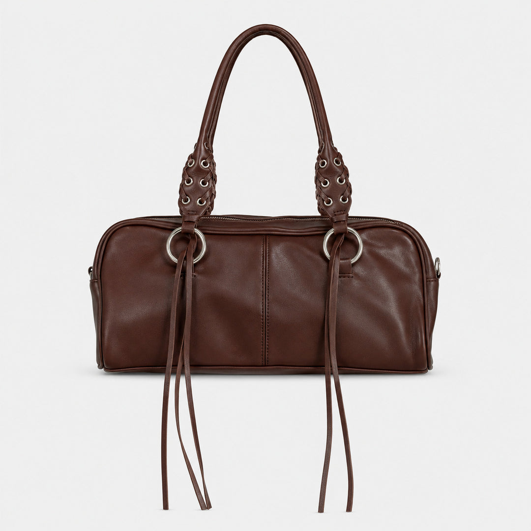 Luxurious Leather Handbag with Braided Straps
