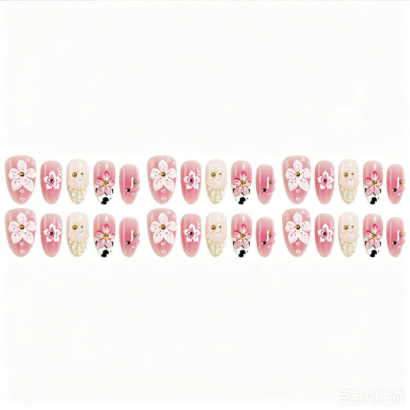 Luxurious artificial nails with floral decorations Kalsten