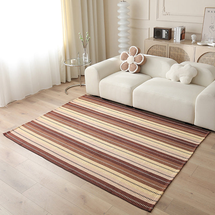 Woven living area rug with large check pattern and flat cotton texture Kalsten
