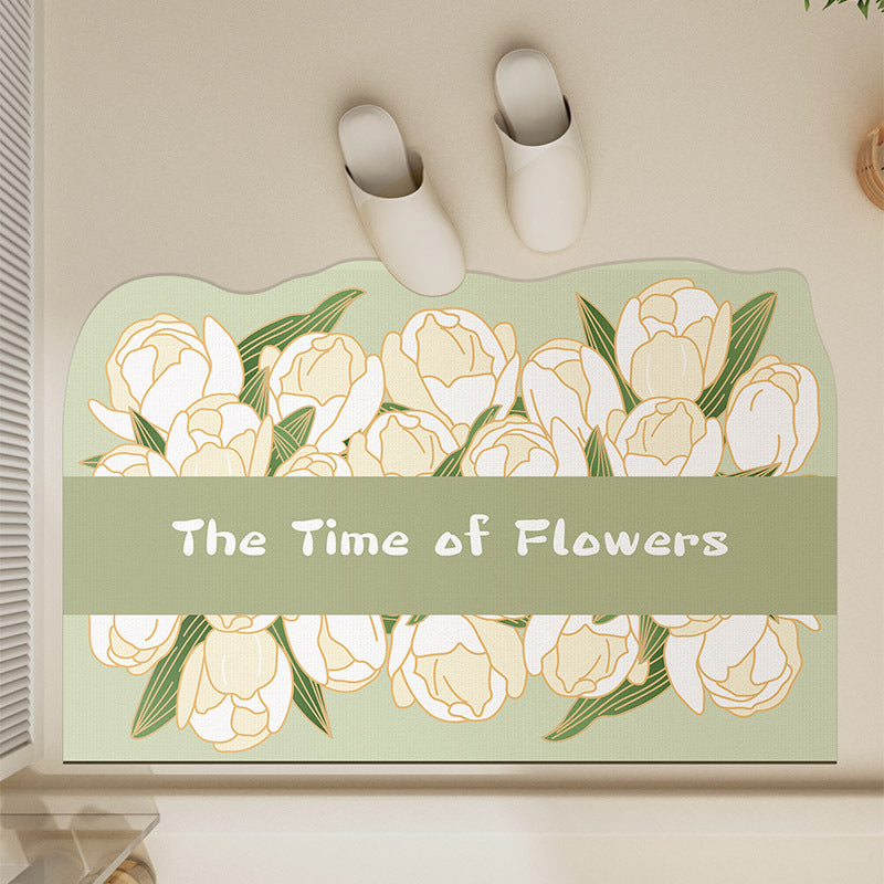 Floral Pattern Bath Mat for Bathroom