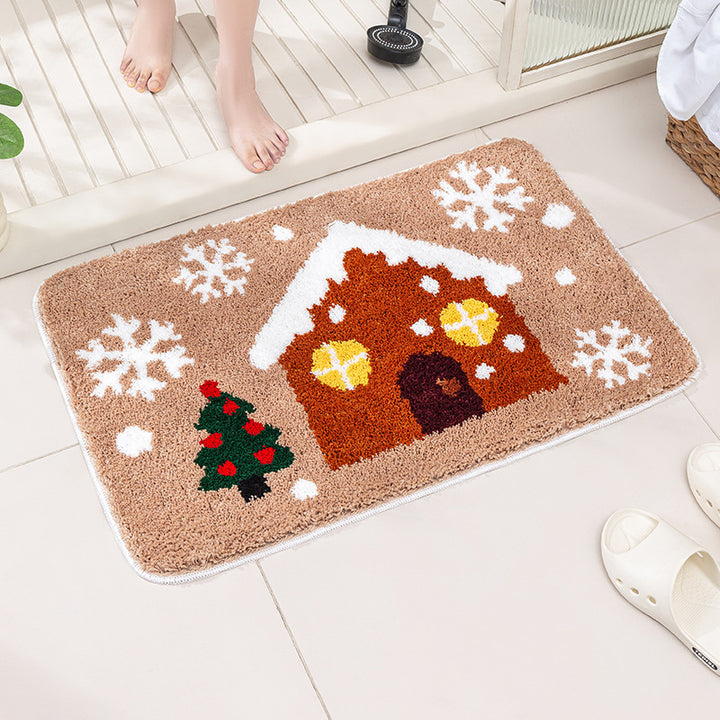 Festive Gingerbread House-Themed Kalsten Bath Mat