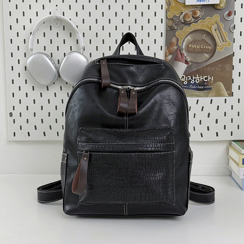 Stylish Crocodile-Patterned Leather Backpack Kalsten
