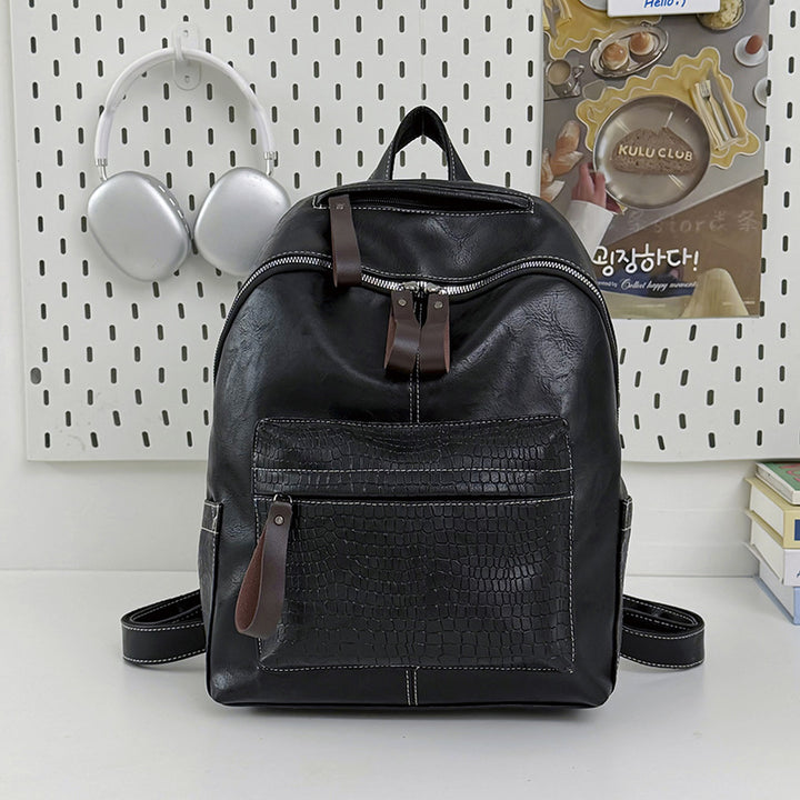 Stylish Crocodile-Patterned Leather Backpack Kalsten