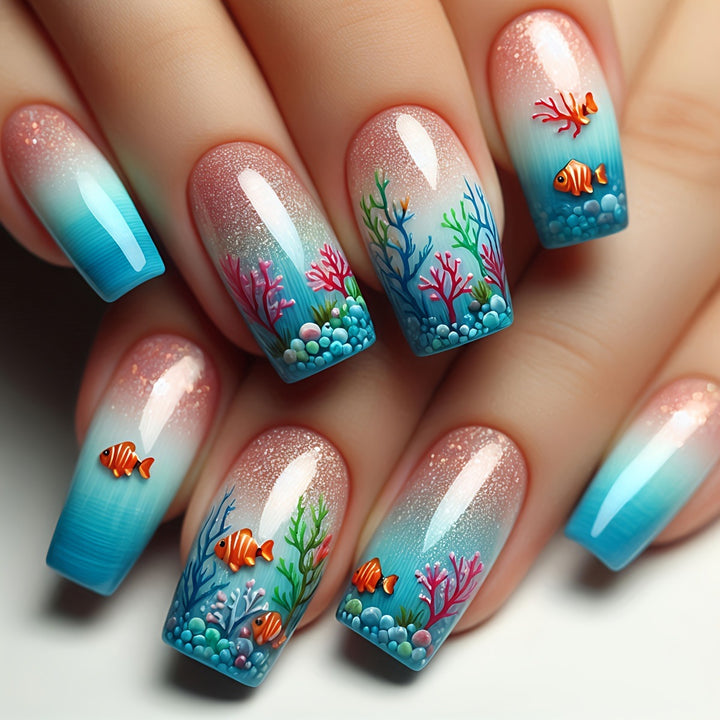 Ocean-Themed Artistic Nail Art Kalsten