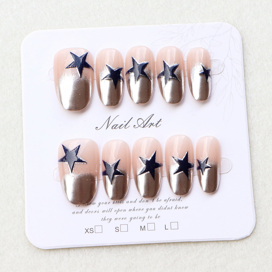 Glamorous Metallic Starry Press-On Nails