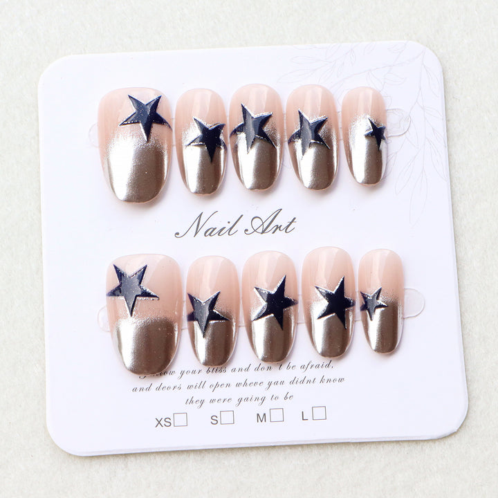 Glamorous Metallic Starry Press-On Nails