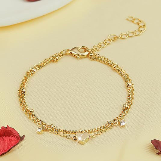 Elegant Heart Charm Chain Bracelet Kalsten