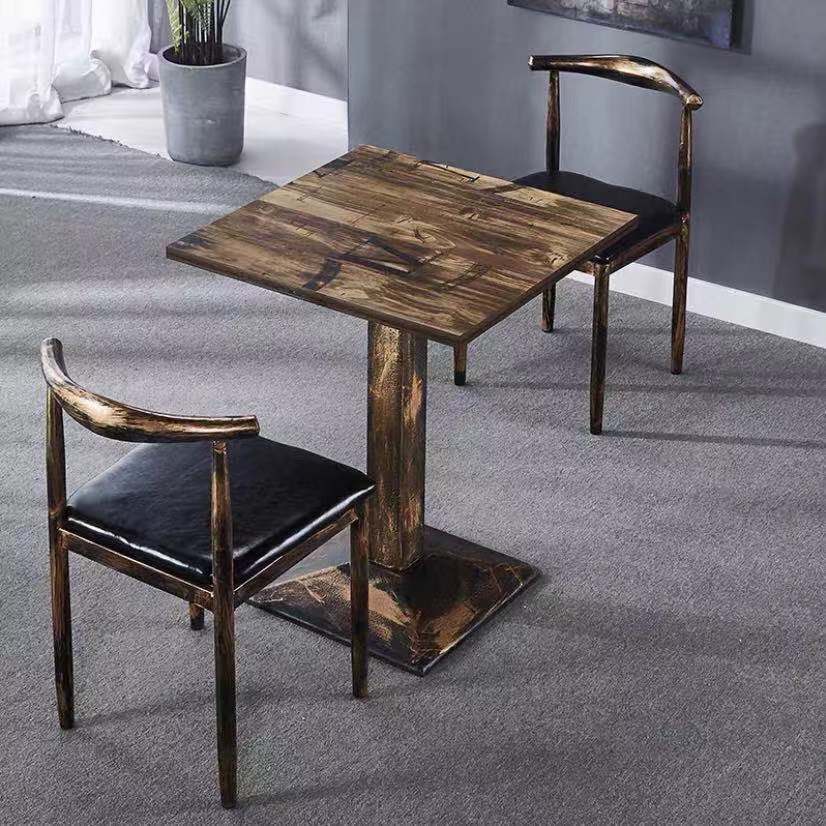 Vintage dining table with custom license plate design Kalsten