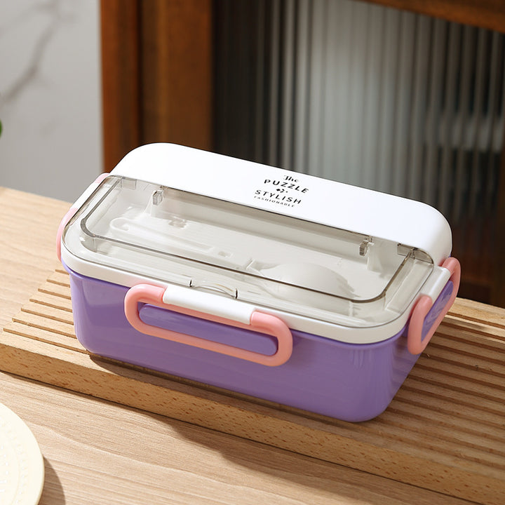 Multi-Compartment Lunch Box with Built-In Utensil Set