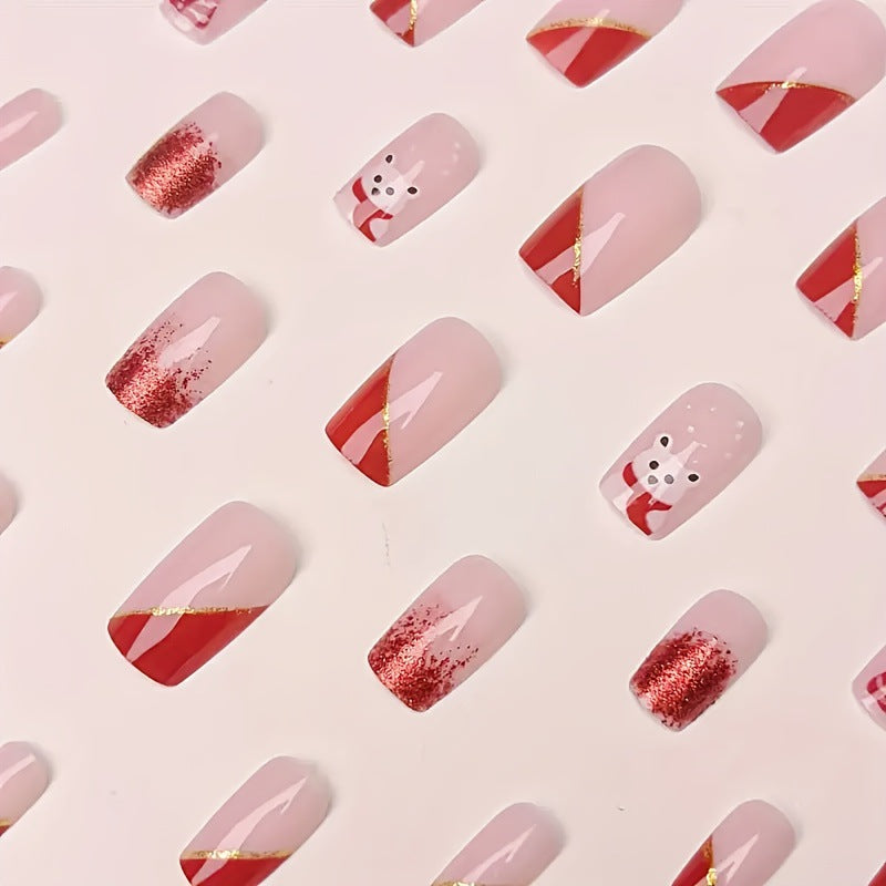 Festive Winter-Themed Nail Art