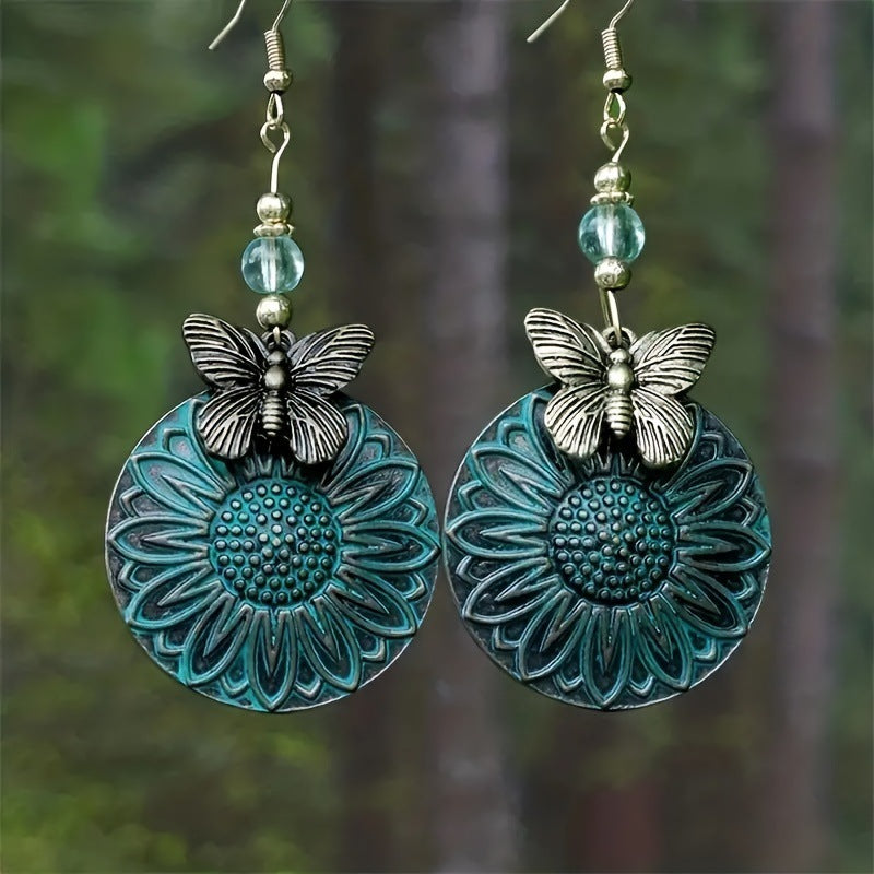 Elegant earrings with floral motif and butterflies Kalsten