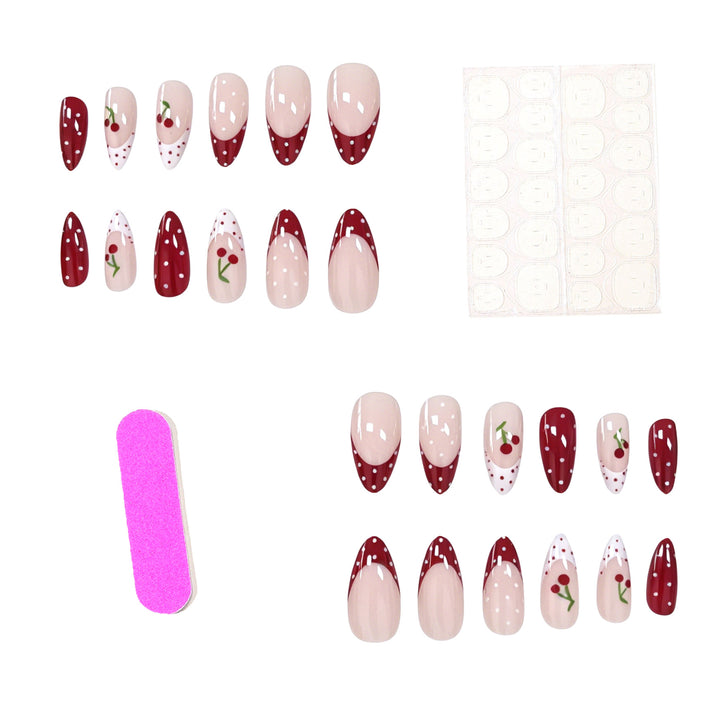 Cherry-Themed Acrylic Nail Art Enhancements Kalsten