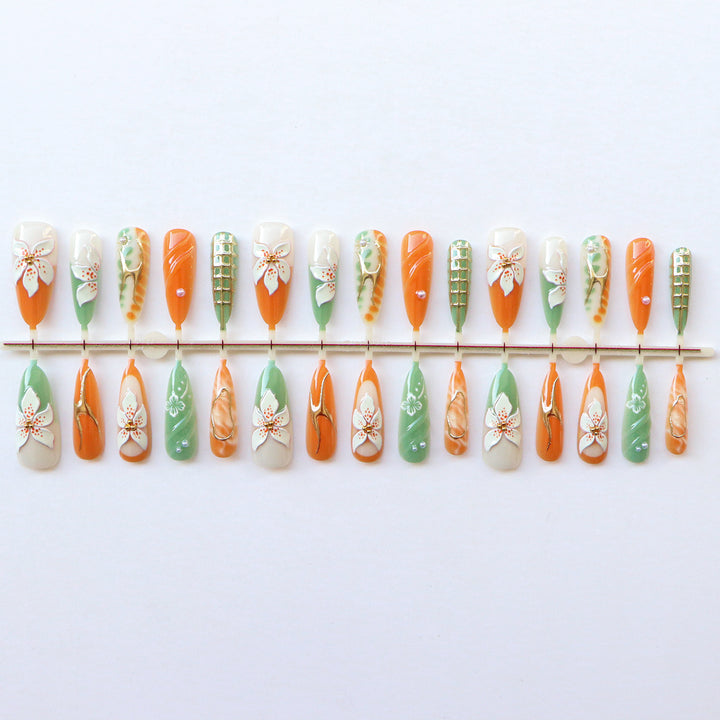Floral Themed Decorative Press-On Nails