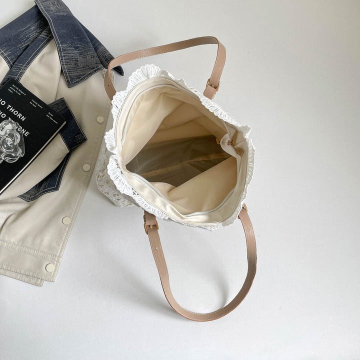 Elegant Lace-Detail Tote Bag