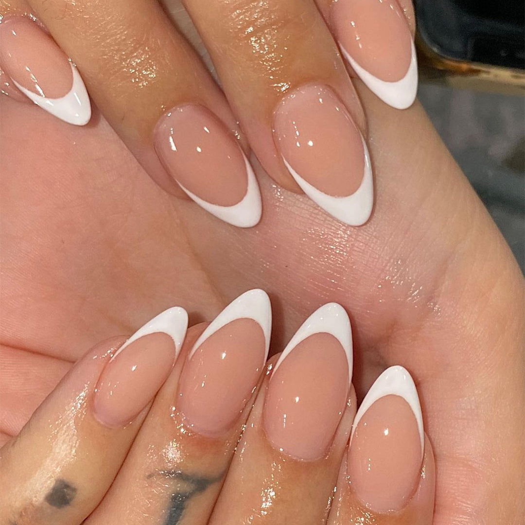Elegant Stiletto French Tip Press-On Nails Kalsten