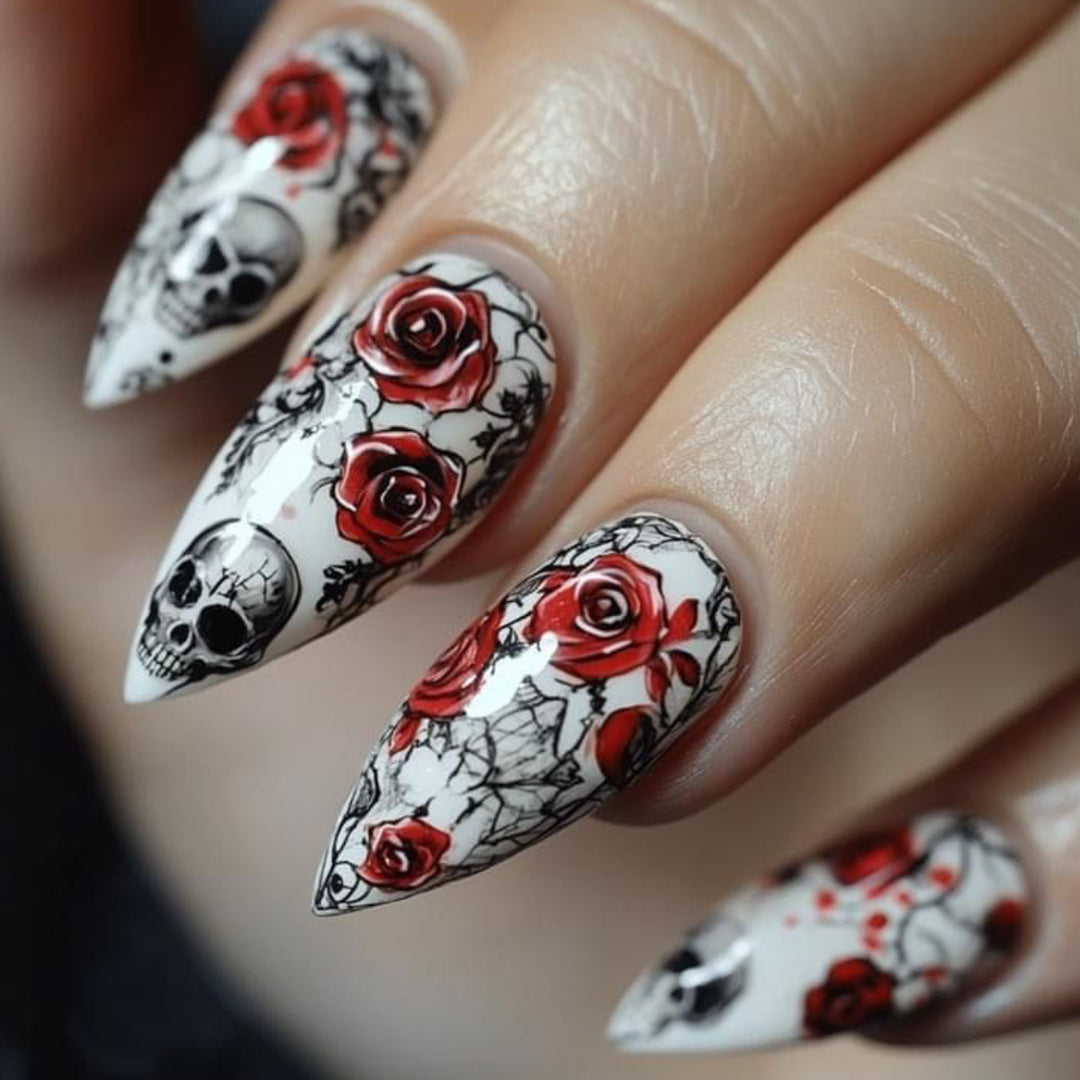 Gothic Floral Design Nail Art Extensions Kalsten