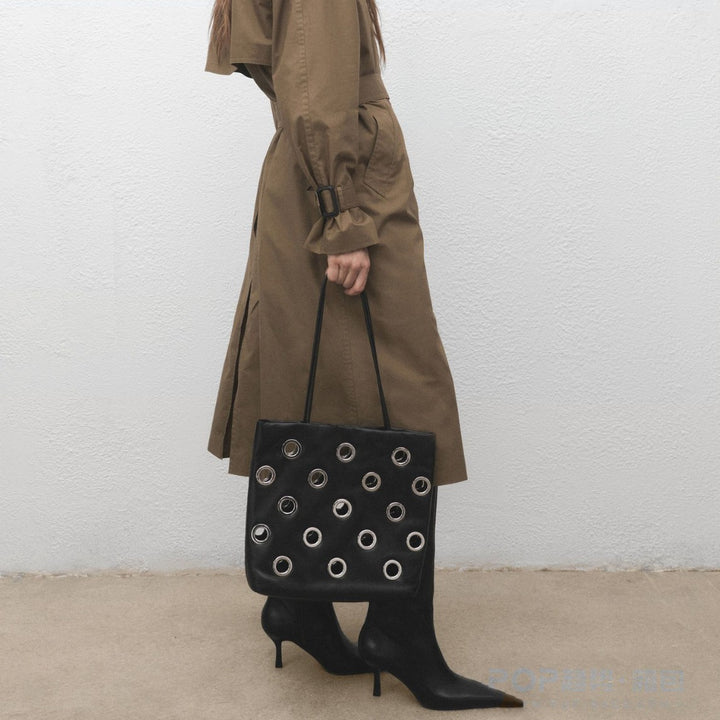Modern Grommet-Detail Tote Bag