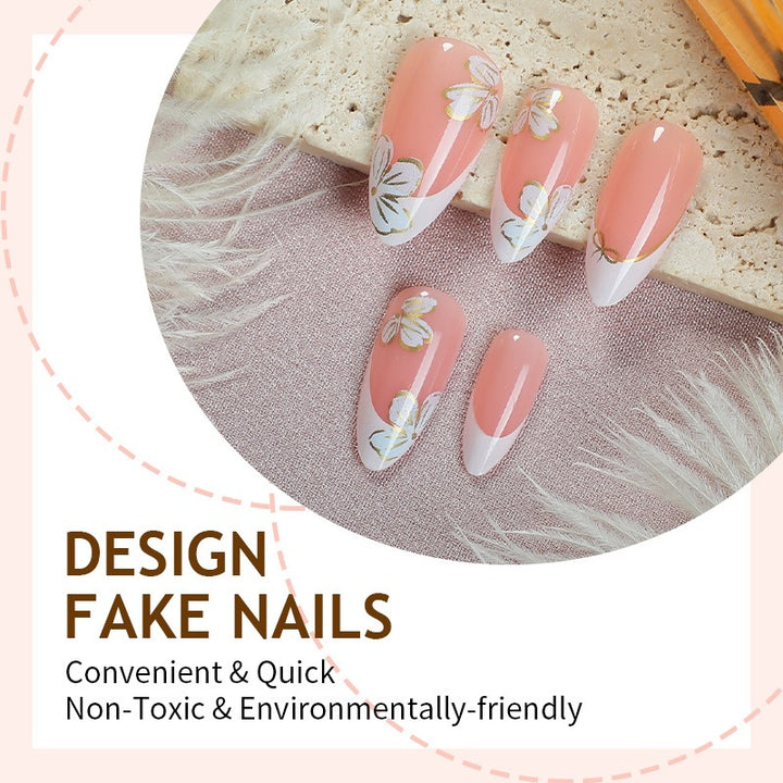 Acrylic nail set with stylish flower and French tip designs Kalsten