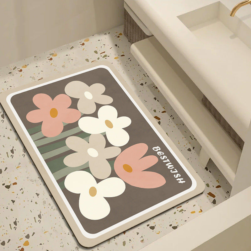 Floral Patterned Bathroom Mat