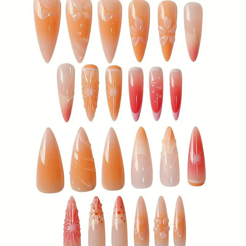 Exquisite Floral Press-On Nail Art Kalsten