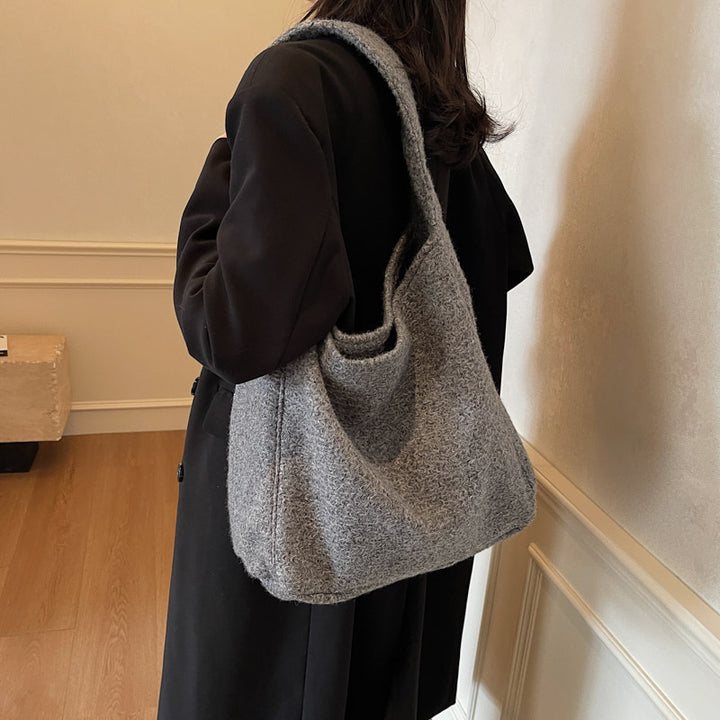 Cozy Textured Shoulder Tote Bag