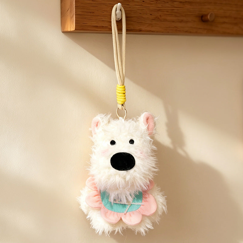 Fluffy Bunny Bag Charm Keychain with Faux-Fur Plush Body and Decorative Resin Accent Kalsten