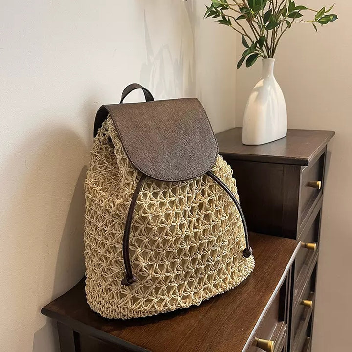 Macrame Backpack with Leather Flap Kalsten