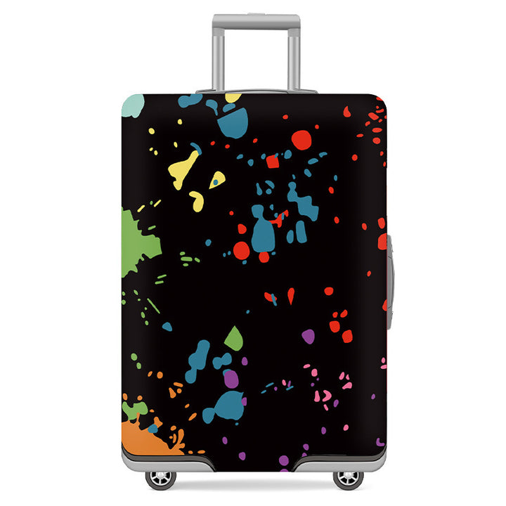 Unisex nan elastic motif suitcase cover made of stretchable polyester with handle and wheel openings Kalsten