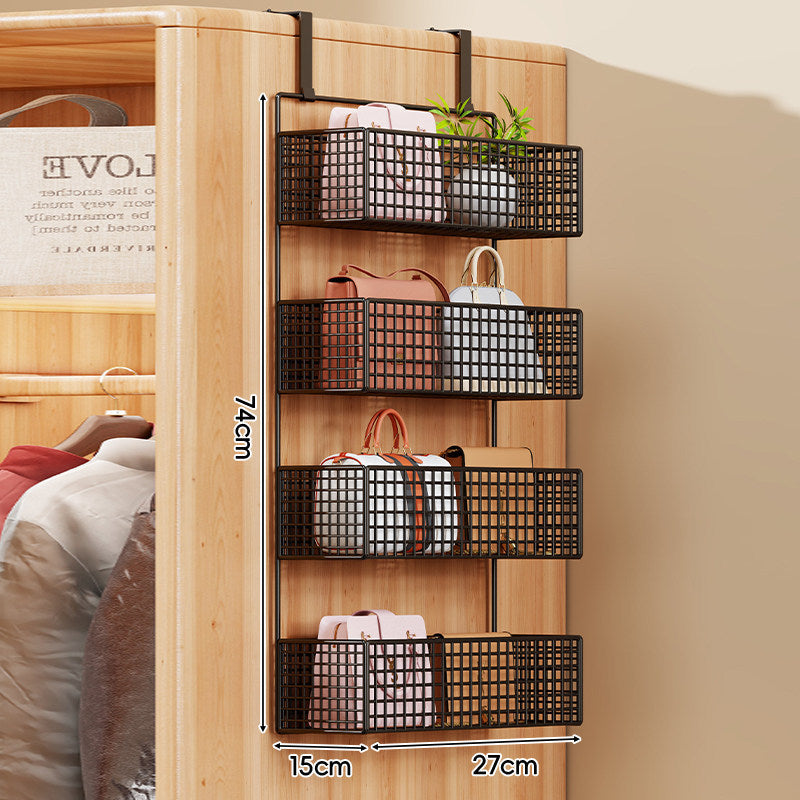Over-the-Door Multi-Tier Metal Grid Hanging Storage Organizer