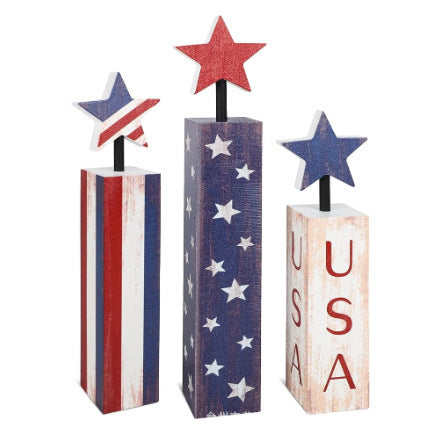 Unisex decorative wooden column decor set with star toppers and glitter surface Kalsten