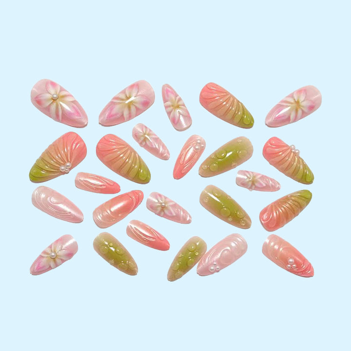Artificial nails with 3D flower and pearl decorations Kalsten