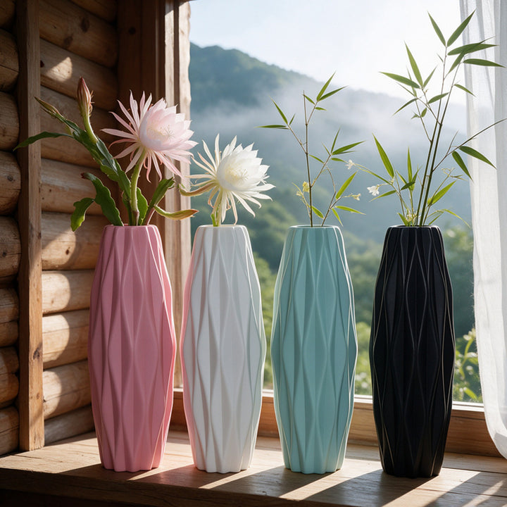 Textured Geometric Ceramic Vase Kalsten