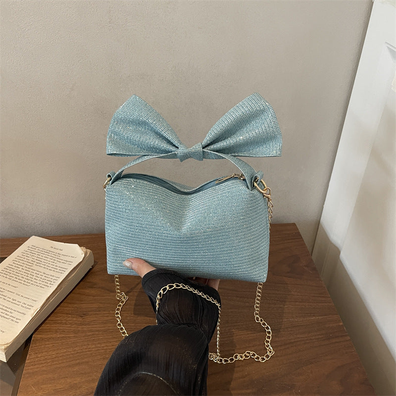 Bow-Accented Sparkling Handbag