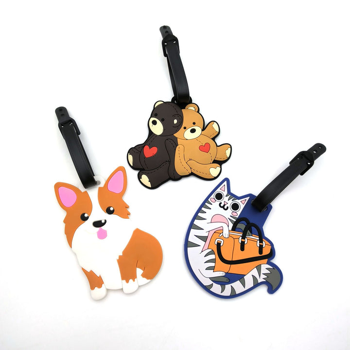 Cute Silicone Cat Luggage Tag with Detachable Strap and Personalized ID Window Kalsten