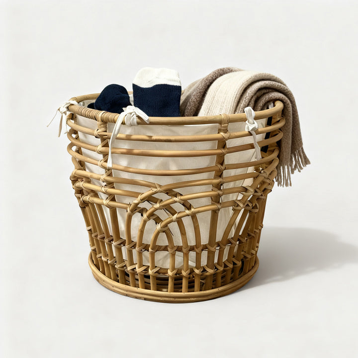 Handcrafted storage basket with fabric insert Kalsten