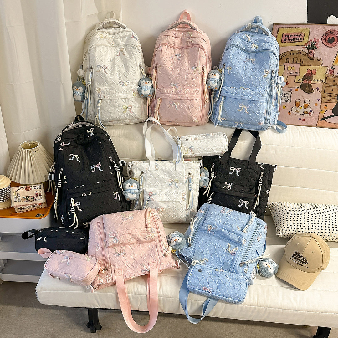 Embroidered Quilted Backpack Kalsten