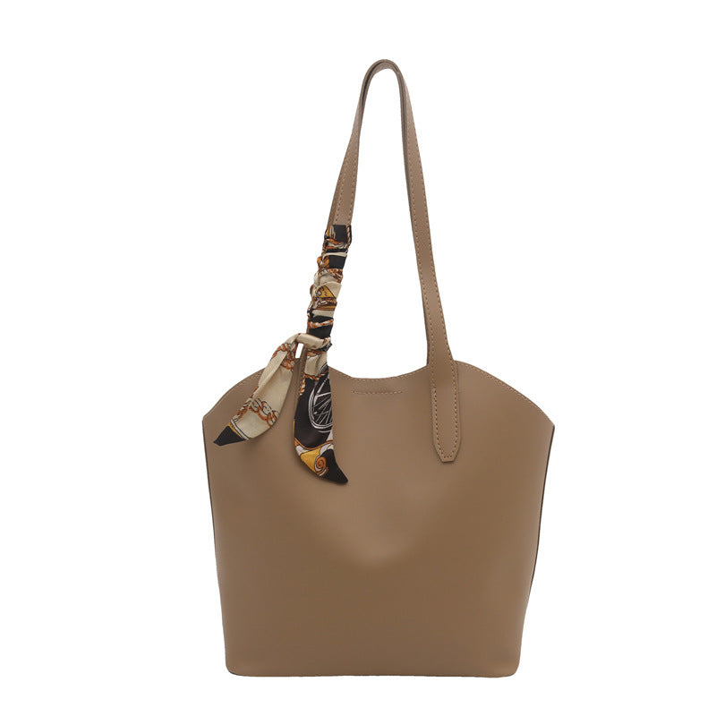 Sophisticated Scarf-Accented Tote Bag