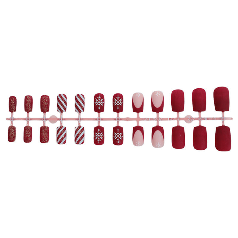 Artificial nail set with festive holiday motifs and sparkling accents Kalsten