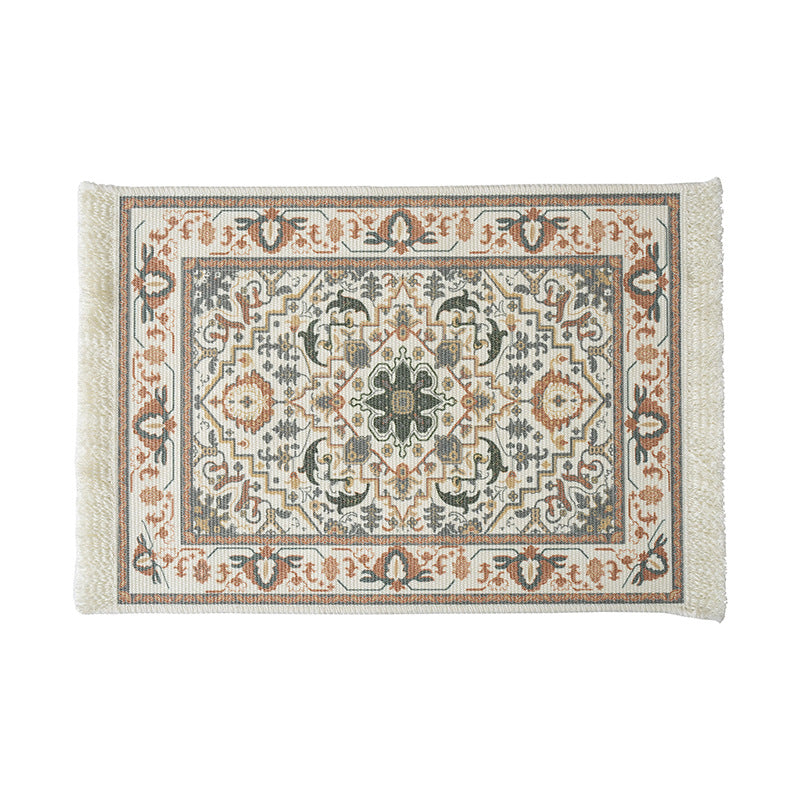 Short-pile decorative bathroom and runner carpet in oriental medallion style with fringes Kalsten