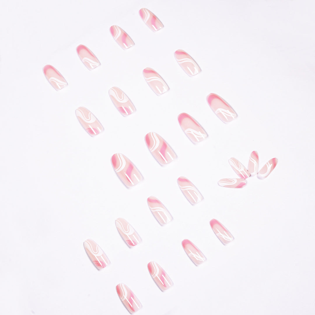 Artistic Nail Extensions with Modern Wave Pattern Kalsten