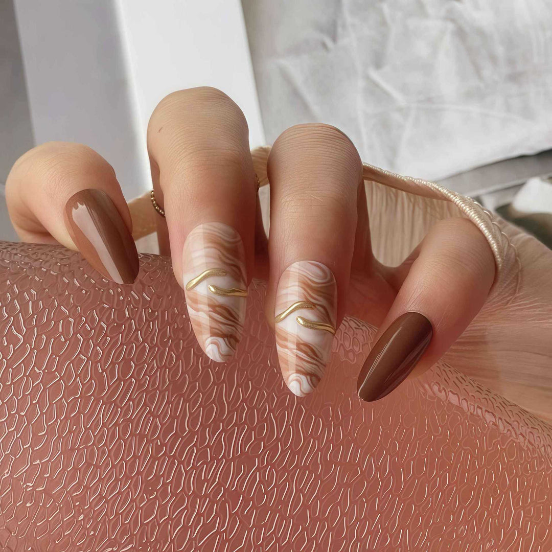 Elegant Ombre Press-On Nail Tips with Metallic Accents Kalsten
