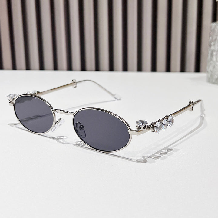 Fashion-Forward Oval Sunglasses with Crystal Accents Kalsten