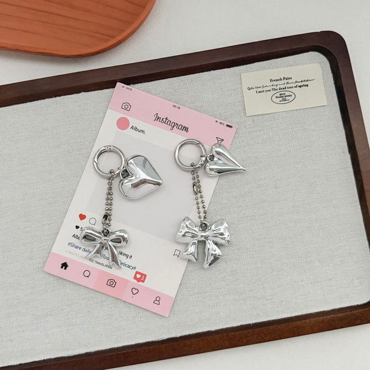 Heart-Shaped Charm Keychain with Bow Kalsten