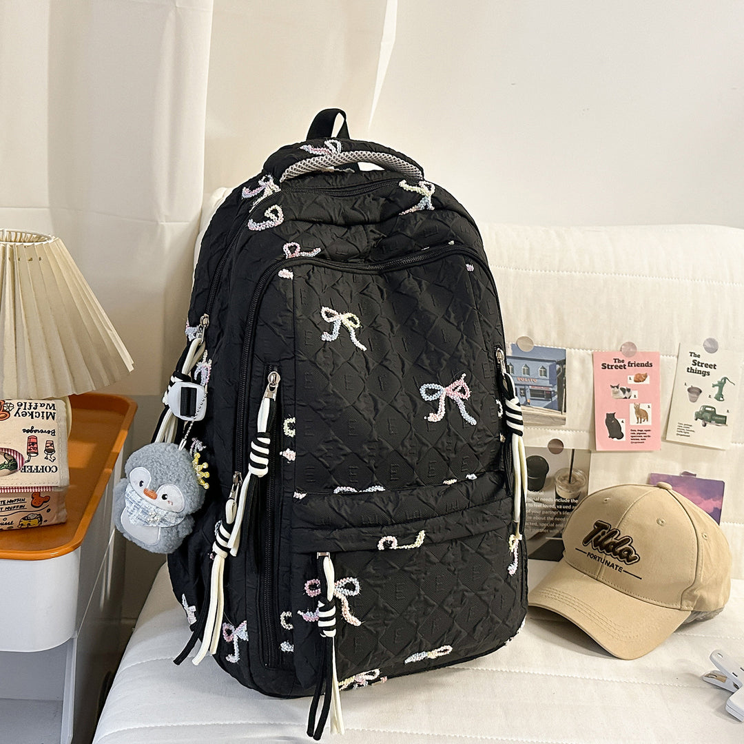 Embroidered Quilted Backpack Kalsten