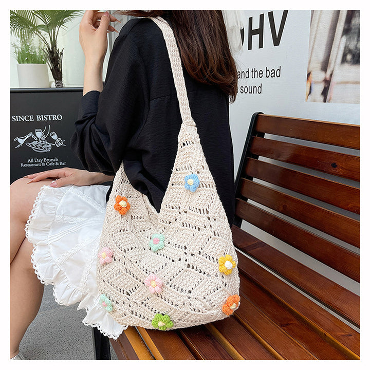 Floral Embellished Crochet Shoulder Bag Kalsten