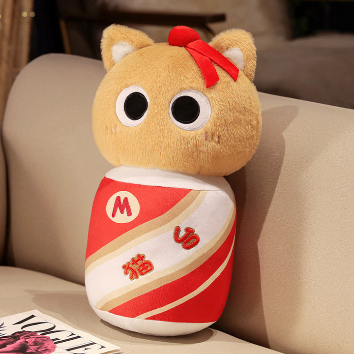 Cozy plush floor seat pouf in cat shape with shape-retaining filling